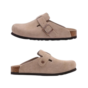 Suede Clogs for Women and Men – Cork Footbed Slip-On Mules