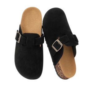 Unisex Suede Leather Clogs – Cork Footbed Slip-On Sandals