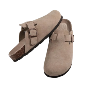 Women’s Suede-Style Clogs – Cork Footbed Slip-On Sandals