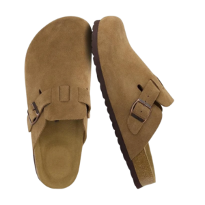 Men’s Suede Leather Clogs – Adjustable Slip-On Shoes